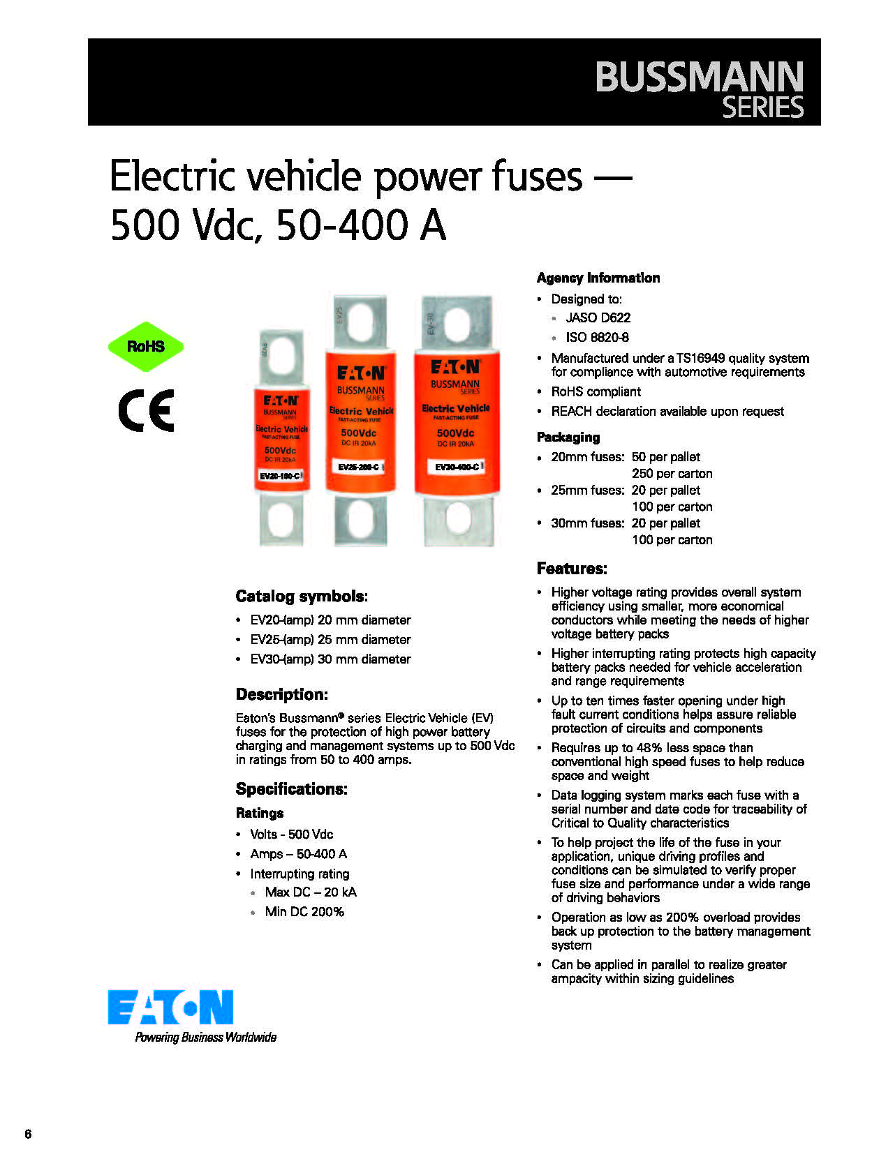 EV30 500VDC電動(dòng)汽車(chē)高壓盒熔斷器 介紹